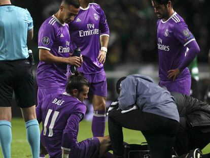 Bale tras lesionarse ante el Sporting. 