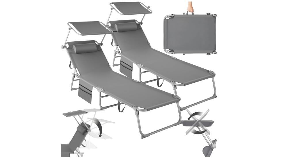 Lote de tumbonas plegables con respaldo ajustable en cuatro posiciones.
