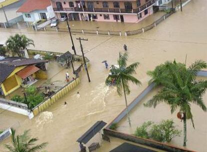 El barrio de Vila Nova, en la ciudad de Joinville, aparecía ayer anegado por las aguas.