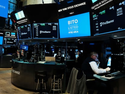 Imagen del primer ETF en bitcoins lanzado a la Bolsa de Nueva York en octubre del año pasado.
