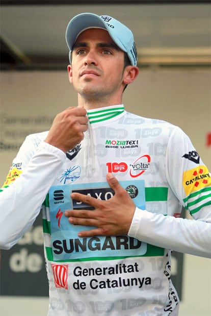 Contador, en el podio de la Volta a Catalunya.
