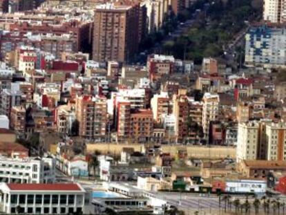 Vista aérea de El Cabanyal en Valencia.