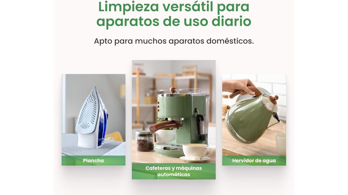 Este producto descalcificador es apto para usar en una gran variedad de electrodomésticos.