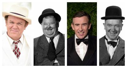 De izquierda a derecha, John C. Reilly, Oliver Hardy, Steve Coogan y Stan Laurel.