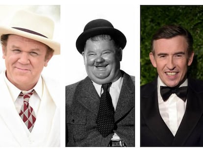 De izquierda a derecha, John C. Reilly, Oliver Hardy, Steve Coogan y Stan Laurel.