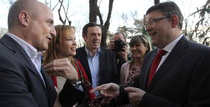 Ximo Puig, en Madrid con Miguel Sebastián, Leire Pajín y Joan Ignasi Pla. 