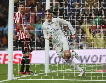 Morata celebera su gol.