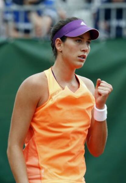 Muguruza aprieta el puño, en un partido del Mutua Madrid Open en mayo pasado.