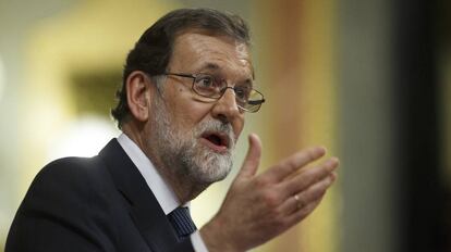 El presidente del Gobierno, Mariano Rajoy, durante su discurso en el Congreso de los diputados el pasado 11 de octubre. 