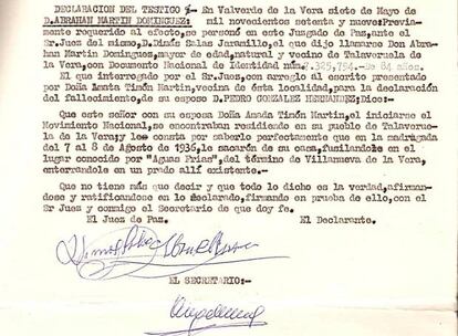 Un vecino de Villanueva de la Vera (Cáceres) denunció e 1979 el asesinato de su alcalde y en los primeros días de la Guerra Civil