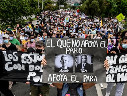 Una protesta contra el Gobierno de Iván Duque, en Medellín el pasado 28 de abril.