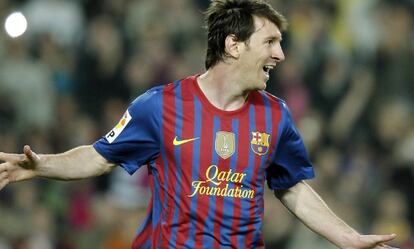 Lionel Messi celebra un gol en el partido del sábado ante el Athletic.