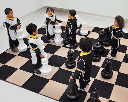 Niños de Preescolar Talento, en Bogotá, durante una clase