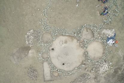 Vista aérea de una excavación de una unidad doméstica de los tafí.
