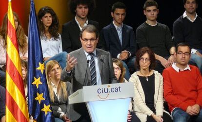 El presidente catalán, Artu Mas, durante su mitin en Igualada