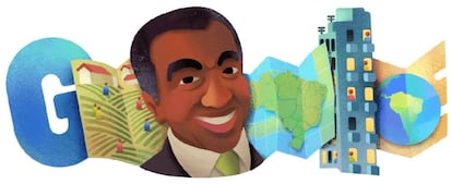 Doodle em homenagem a Milton Santos.