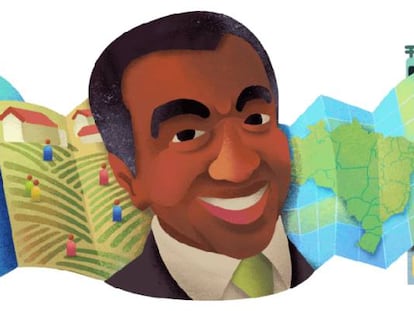 Doodle em homenagem a Milton Santos.