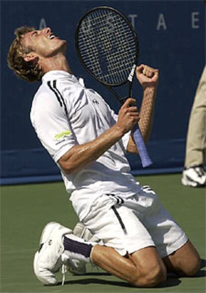 Juan Carlos Ferrero, tras su victoria sobre Andre Agassi.
