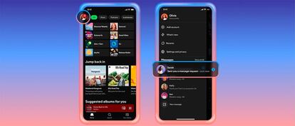Opciones de la función Mensajes de Spotify