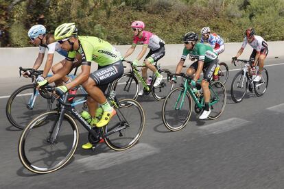 Héctor Sáez, del Euskadi Murias, en la fuga de la tercera etapa.