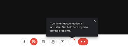 Nueva alerta de mala conexión en Meet.