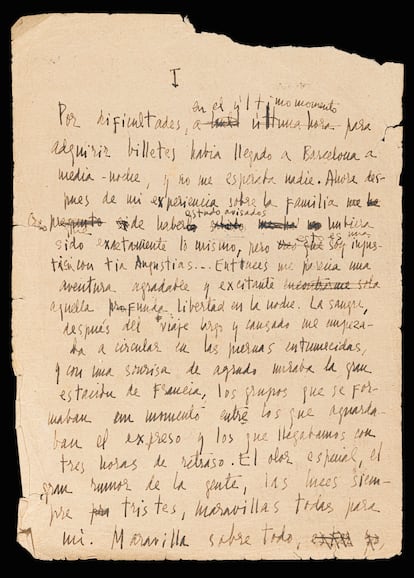 Primera página del manuscrito de 'Nada', de Carmen Laforet (1944).
