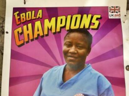 Imagen encontrada en Kumala, Sierra Leona, la víspera de la celebración del fin del ébola en el país.