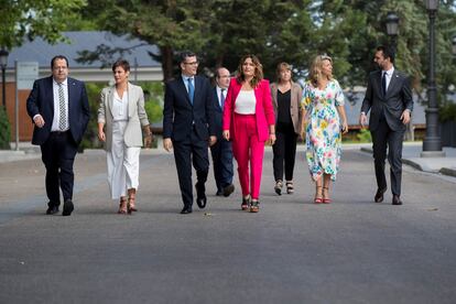 Reunión de la mesa de diálogo entre el Gobierno central y el de la Generalitat en julio de 2022 en La Moncloa.