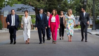 Reunión de la mesa de diálogo entre el Gobierno central y el de la Generalitat en julio de 2022 en La Moncloa.