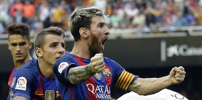 Messi festeja el tanto definitivo del partido.