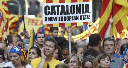 Manifestaci&oacute;n nacionalista en Catalu&ntilde;a el 11 de septiembre de 2012.