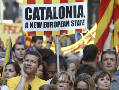 Manifestaci&oacute;n nacionalista en Catalu&ntilde;a el 11 de septiembre de 2012.