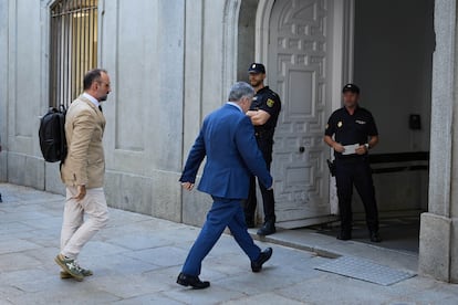 El exsecretario de Organización del PSOE Santos Cerdán entra este lunes en el Tribunal Supremo. 