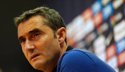 Valverde, en la sala de prensa de la Ciudad Deportiva del Barcelona.