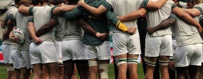 Sudáfrica se conjura durante un entrenamiento en Twickenham.