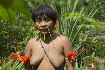 A Yanomani woman from Brazil's protected reserve.