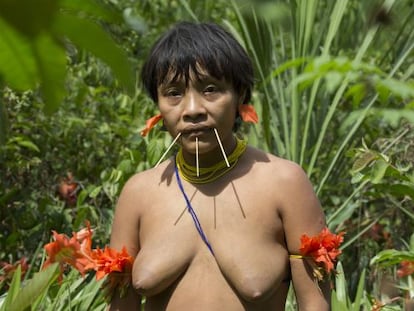 A Yanomani woman from Brazil's protected reserve.