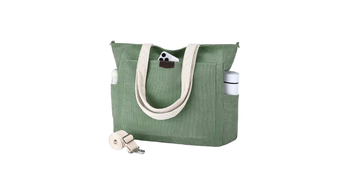 Bolso de pana para la universidad o el trabajo.