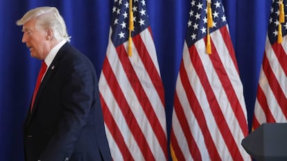 Donald Trump tras su declaración sobre los disturbios de Charlottesville.