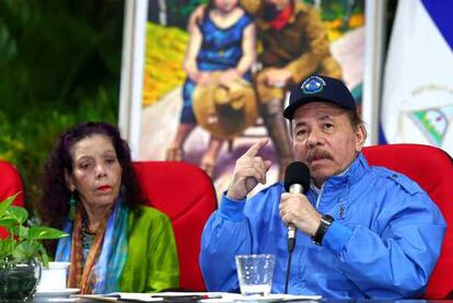 El presidente de Nicaragua, Daniel Ortega, durante su discurso del jueves.