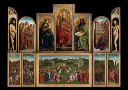 'La adoración del Cordero místico', de Van Eyck, tras su restauración en 2020.