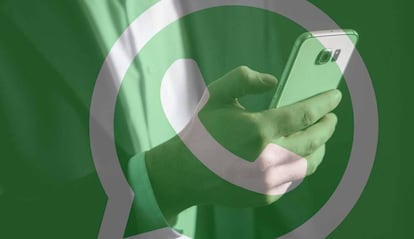 Logo de WhatsApp con fondo de móvil