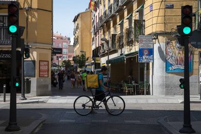Repartidor de la empresa Glovo en Madrid.