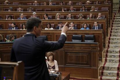 El presidente del Gobierno, Pedro Sánchez, en el Congreso.