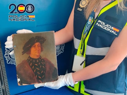 Cuadro falso atribuido a Leonardo da Vinci y que el detenido transportaba hacia Milán.