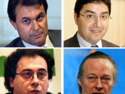 De izquierda a derecha y de arriba abajo, Manuela de Madre, Pere Esteve, Artur Mas, Mohammed Chaib, Jordi Miralles y Josep Piqué.