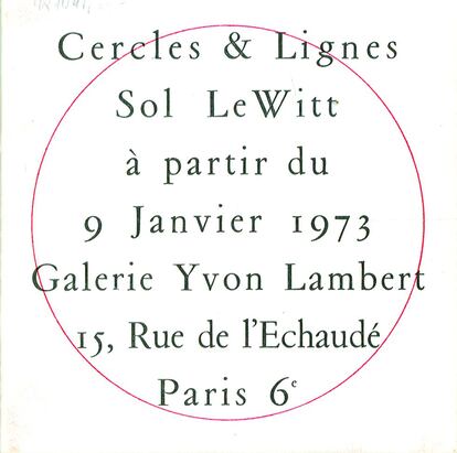 Invitación a la inauguración 'Cercles & Lignes Sol LeWitt', Galerie Yvon Lambert, París, 9 de enero de 1973.