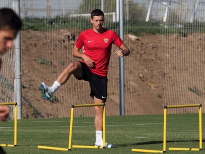 Clement Lenglet, en un entrenamiento reciente con el Sevilla.