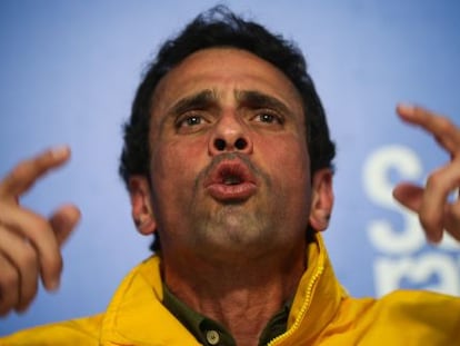 Capriles, em um ato em apoio a Ledezma em fevereiro.