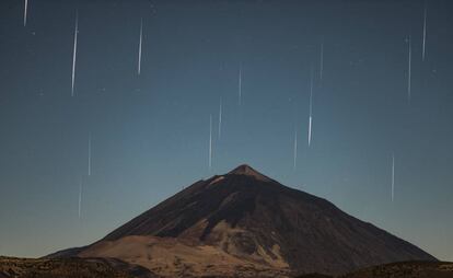 Composición a la hora del máximo de actividad de la lluvia de meteoros Gemínidas, en diciembre de 2016. 